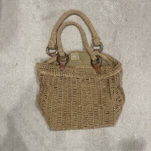 Sun N Sand Tote Bag Purse Lined Flat Bottom Beach Coastal Natural Boho Classy